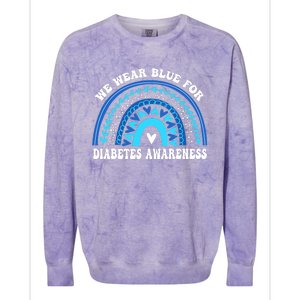 In November We Wear Blue Rainbow Diabetes Awareness Month Colorblast Crewneck Sweatshirt