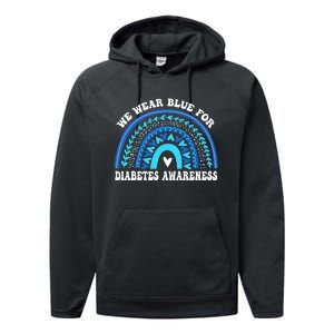 In November We Wear Blue Rainbow Diabetes Awareness Month Performance Fleece Hoodie