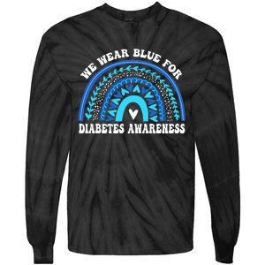 In November We Wear Blue Rainbow Diabetes Awareness Month Tie-Dye Long Sleeve Shirt