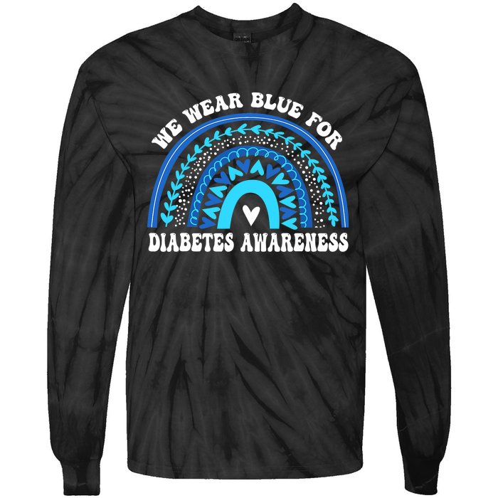 In November We Wear Blue Rainbow Diabetes Awareness Month Tie-Dye Long Sleeve Shirt