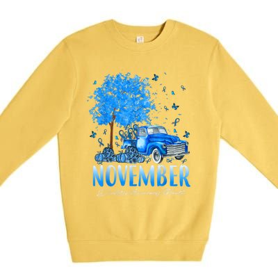 In November We Wear Blue Pumpkin Diabetes Awareness Month Premium Crewneck Sweatshirt