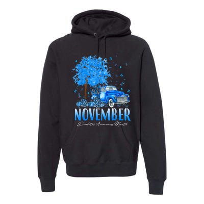 In November We Wear Blue Pumpkin Diabetes Awareness Month Premium Hoodie