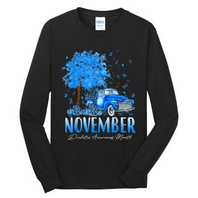 In November We Wear Blue Pumpkin Diabetes Awareness Month Tall Long Sleeve T-Shirt