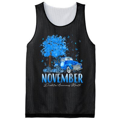 In November We Wear Blue Pumpkin Diabetes Awareness Month Mesh Reversible Basketball Jersey Tank