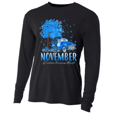 In November We Wear Blue Pumpkin Diabetes Awareness Month Cooling Performance Long Sleeve Crew