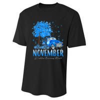 In November We Wear Blue Pumpkin Diabetes Awareness Month Performance Sprint T-Shirt