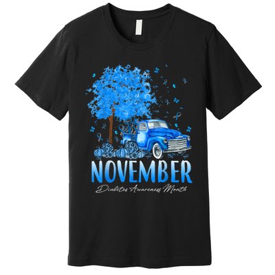 In November We Wear Blue Pumpkin Diabetes Awareness Month Premium T-Shirt