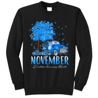 In November We Wear Blue Pumpkin Diabetes Awareness Month Tall Sweatshirt