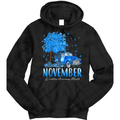 In November We Wear Blue Pumpkin Diabetes Awareness Month Tie Dye Hoodie