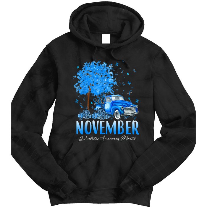 In November We Wear Blue Pumpkin Diabetes Awareness Month Tie Dye Hoodie