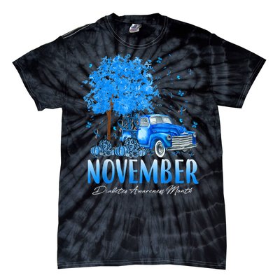 In November We Wear Blue Pumpkin Diabetes Awareness Month Tie-Dye T-Shirt