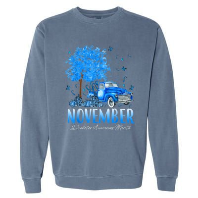 In November We Wear Blue Pumpkin Diabetes Awareness Month Garment-Dyed Sweatshirt