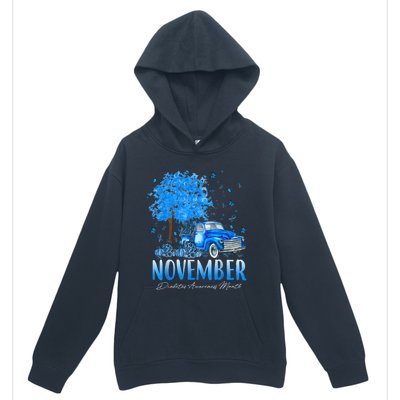 In November We Wear Blue Pumpkin Diabetes Awareness Month Urban Pullover Hoodie