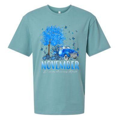 In November We Wear Blue Pumpkin Diabetes Awareness Month Sueded Cloud Jersey T-Shirt