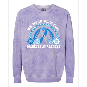 In November We Wear Blue Rainbow Diabetes Awareness Month Colorblast Crewneck Sweatshirt