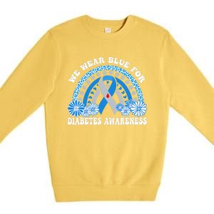 In November We Wear Blue Rainbow Diabetes Awareness Month Premium Crewneck Sweatshirt