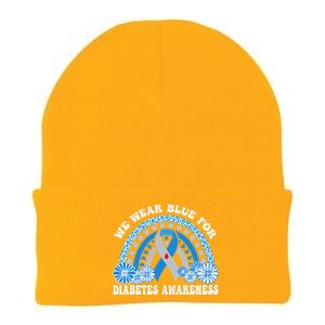 In November We Wear Blue Rainbow Diabetes Awareness Month Knit Cap Winter Beanie