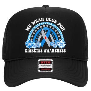 In November We Wear Blue Rainbow Diabetes Awareness Month High Crown Mesh Back Trucker Hat