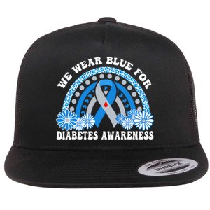 In November We Wear Blue Rainbow Diabetes Awareness Month Flat Bill Trucker Hat