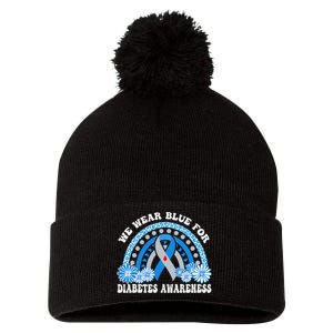 In November We Wear Blue Rainbow Diabetes Awareness Month Pom Pom 12in Knit Beanie