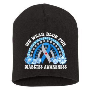 In November We Wear Blue Rainbow Diabetes Awareness Month Short Acrylic Beanie