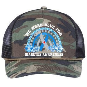 In November We Wear Blue Rainbow Diabetes Awareness Month Retro Rope Trucker Hat Cap