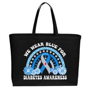 In November We Wear Blue Rainbow Diabetes Awareness Month Cotton Canvas Jumbo Tote