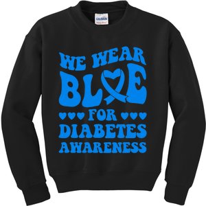 In November We Wear Blue Rainbow Diabetes Awareness Month Kids Sweatshirt