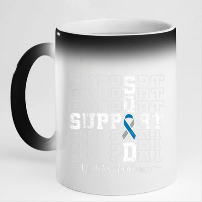 In November We Wear Blue Support Squad Diabetes Awareness 11oz Black Color Changing Mug