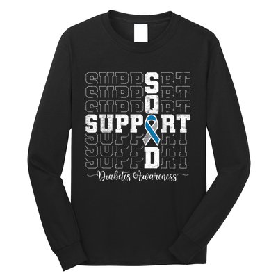 In November We Wear Blue Support Squad Diabetes Awareness Long Sleeve Shirt