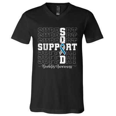 In November We Wear Blue Support Squad Diabetes Awareness V-Neck T-Shirt