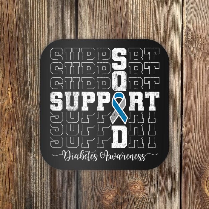 In November We Wear Blue Support Squad Diabetes Awareness Coaster