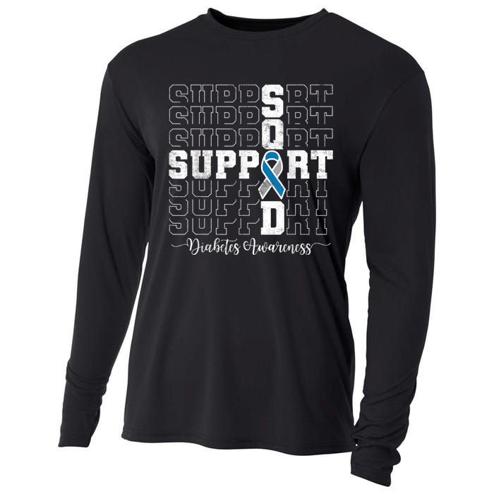 In November We Wear Blue Support Squad Diabetes Awareness Cooling Performance Long Sleeve Crew