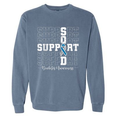 In November We Wear Blue Support Squad Diabetes Awareness Garment-Dyed Sweatshirt