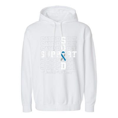 In November We Wear Blue Support Squad Diabetes Awareness Garment-Dyed Fleece Hoodie