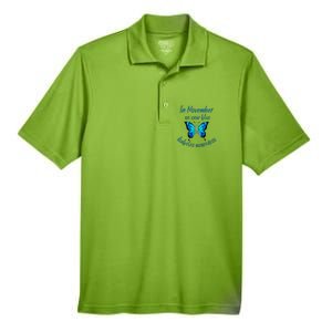 In November We Wear Blue Diabetes Awareness Gift Men's Origin Performance Pique Polo