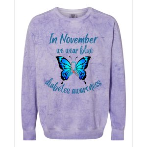 In November We Wear Blue Diabetes Awareness Gift Colorblast Crewneck Sweatshirt