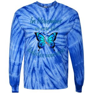 In November We Wear Blue Diabetes Awareness Gift Tie-Dye Long Sleeve Shirt