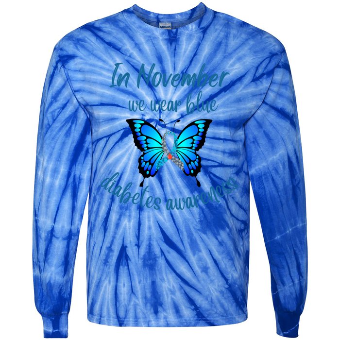 In November We Wear Blue Diabetes Awareness Gift Tie-Dye Long Sleeve Shirt