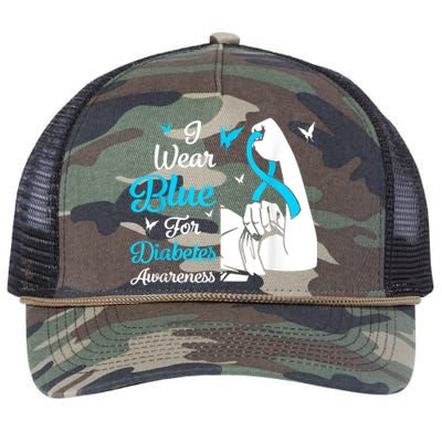 In November We Wear Blue Ribbon Diabetes Awareness Month Retro Rope Trucker Hat Cap