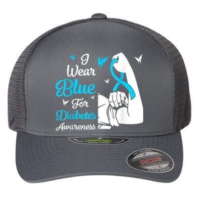 In November We Wear Blue Ribbon Diabetes Awareness Month Flexfit Unipanel Trucker Cap