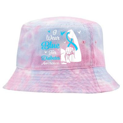 In November We Wear Blue Ribbon Diabetes Awareness Month Tie-Dyed Bucket Hat