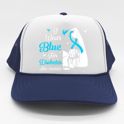 In November We Wear Blue Ribbon Diabetes Awareness Month Trucker Hat