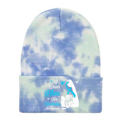 In November We Wear Blue Ribbon Diabetes Awareness Month Tie Dye 12in Knit Beanie