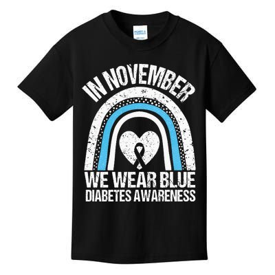 In November We Wear Blue Ribbon Diabetes Awareness Kids T-Shirt