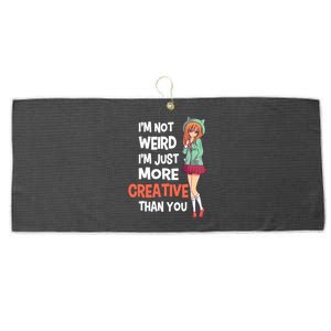 IM Not Weird IM Just More Creative Than You Anime Manga Large Microfiber Waffle Golf Towel