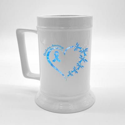 In November We Wear Blue Cure Diabetes Awareness Love Heart Beer Stein