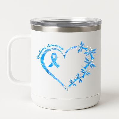 In November We Wear Blue Cure Diabetes Awareness Love Heart 12 oz Stainless Steel Tumbler Cup