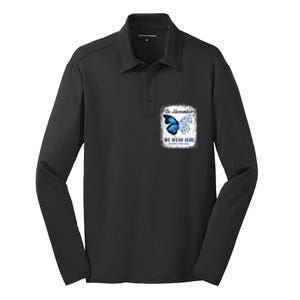 In November We Wear Blue Butterflies Diabetes Awareness Silk Touch Performance Long Sleeve Polo