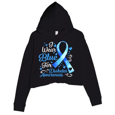 In November We Wear Blue Ribbon Diabetes Awareness Month Crop Fleece Hoodie